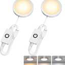 2 Pack Puck Lights 5V Single USB Powered,3 Color Temperature Adjustable & Dimmable Under Cabinet Light,3D Printer LED Lamp Kit for Cabinet,Wardrobe,Showcase