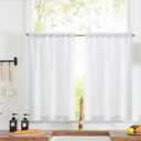 jinchan Linen Textured Tier Curtains 24 Inch for Kitchen Windows Farmhouse Cafe Curtains Small Drapes Rustic Light Filtering Half Window for Living Room Laundry Rod Pocket 2 Panels White, 26"W x 24"L (Pack of 2), Linen Blend White