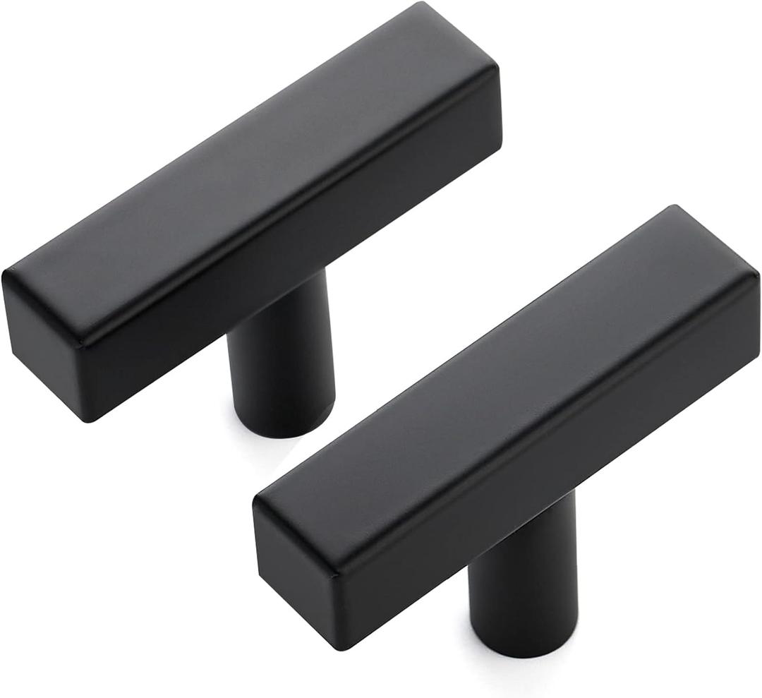 Ravinte 3 Pack Black Square Bar Cabinet Knobs 2 Inch Square Cabinet Pulls Matte Black Single Hole Kitchen Cabinet Handles