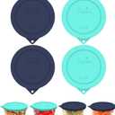 Sophico 2 Cup Round Silicone Storage Cover Lids Replacement for Anchor Hocking and Pyrex 7200-PC Glass Bowls (Container not Included) | Navy Blue-Mint | 4 Pack