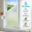 Coavas Frosted Glass Window Privacy Film Day and Night, Static Cling No Glue, Anti-Glare Heat Blocking, Renter-Friendly Removable Decorative Covering for Home Bathroom Bedroom, 29.5 x 78.7 Inch, Pure