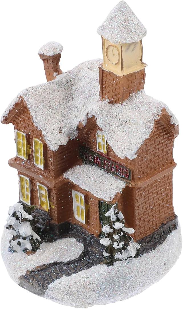 CONGARTENO 1pc Christmas Resin Small House Ornaments for Home Decoration Festive Tabletop Decor Unique Xmas Scene Accessories for Holiday Celebrations (Multicolor)