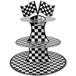Racing Car Theme Cardboard Cupcake Stand,3-Tier Round Cupcake Holder Car Theme Dessert Stand for Racing Cars Birthday Party Supplies Decor