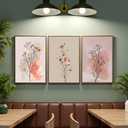 okudolit Boho Vintage Flower Wall Art Set of 3 Minimalist Floral Botanical Prints Rustic Wildflower Wall Decor Beige and Pink Neutral Plant Painting for Living Room Bedroom Office-16x24in