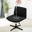 MINGPINHUIUS Armless Adjustable Chair Cover: Criss Cross Swivel Office Desk Cover Modern Vanity Water Resistant Removable Protector, for Accent Chair (Black, Water Resistant Style)