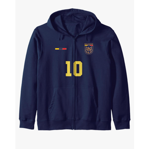 Ecuador Soccer Team Numero 10 Football Futbol Ecuador Zip Hoodie, L