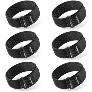 Trilancer Elastic Cinch Straps with Anti-Slip Strips, 14 "x 2" (6 Pack) Multipurpose Hook and Loop Bundling Straps for Hose, Cords, Bike, Luggage, Camping, Yoga Mats