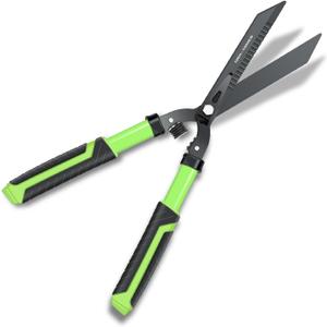 Professional Heavy Duty Hedge Shears 23" - Serrated Blade & Dual Shock Handle, Ergonomic Gardening Clippers with Anti-Rust Coating
