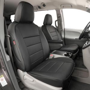 EKR Sienna Seat Covers for 2011-2020 Toyota Sienna LE,XLE, SE,XLE Premium 2nd Row 4/2/4 Split,8 Seats,Waterproof Car Seat Cover Full Set,Car Seat Protectors- Three Row,Leather(Black)