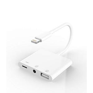 Apple Certified for iPhone Headphone Adapter 3.5mm AUX Audio Jack and Charger Extender Dongle Earphone Headset Converter Lightning Male to USB Female OTG Cable Camera Memory Connector Kit Splitter