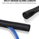 CrocSee 25ft - 3/4 inch Flame Retardant Split Wire Loom Tubing with Installation Tool - Flexible Wire Covers Cord Protectors - Black