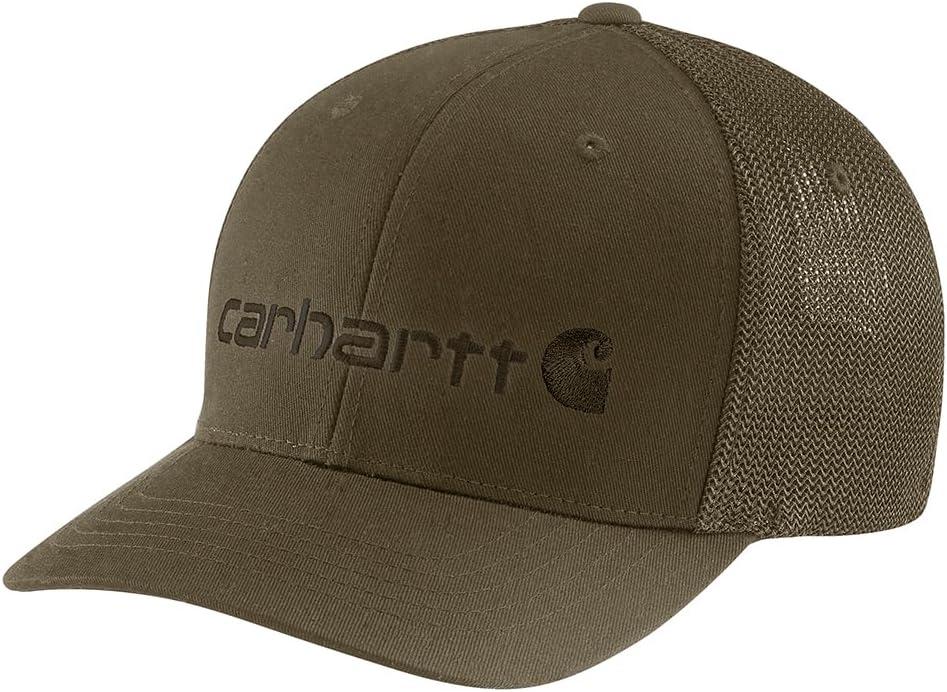 Carhartt Men's Rugged Flex Fitted Canvas Mesh-Back Logo Graphic Cap
