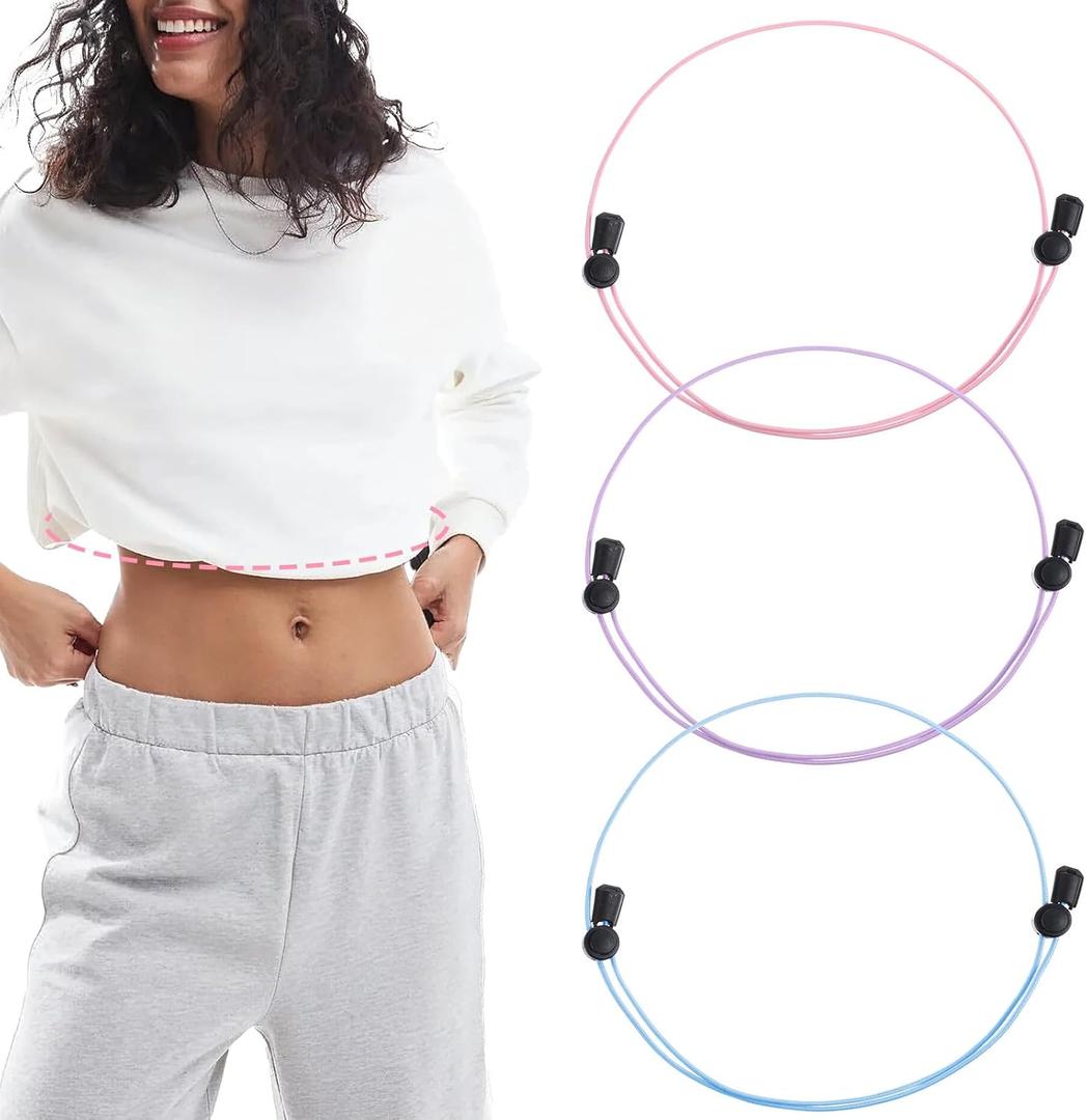 3 PCS Crop Tuck Band Adjustable Shirt Tuck Band Women Stretchy Invisible Crop Top Bands Waist Belt for Tucking Shirts & Sweaters (Pink Purple Blue)