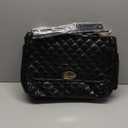 Fashion Dog Purse for Small Dogs with 2 Super-Large Pockets, Holds Up to 10lbs PU Leather Pet Carrier, Cat Carrier, Airline Approved Puppy Purse for Travel (Black, Small Size)