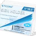 TICONN 11 x 8.5 Acrylic Sign Holder, L Shape Clear Sign Stand for Displaying, Plastic Paper Holder for Office, Store, Restaurant (Horizontal 3 Pack)