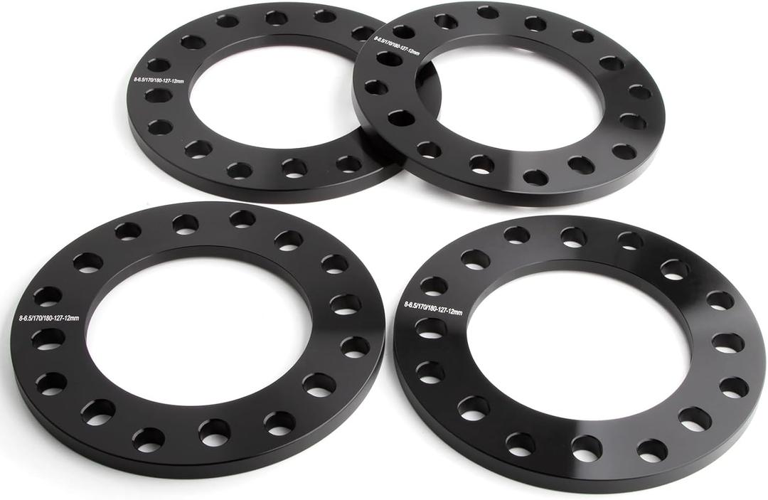 JiiinMiiin 4pcs 8 Lug 12mm(1/2") Universal Wheel Spacers 8x6.5 8x165.1 8x170 8x180,Forged Compatible for F250 E350 Ram 2500 3500 Express 3500 K3500 Silverado Suburban 2500 Sierra 2500HD 3500HD