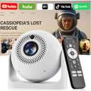 Mini Projector with WiFi and Bluetooth Auto Focus & Vertical Keystone Smart Portable Projector Android 13 with Built in Apps 1080P HD 4K Support w/ HDMI/USB Supported Home Movie Projector (White)