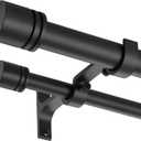 Double Curtain Rods 72-144 Inches for Windows, 1 Inch Diameter Adjustable Heavy Duty Drapery Rod with Aluminum Alloy Brackets and Finials, Modern Stylish Dual Curtains Rod, Matte Black