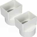 Sosation 2 Pcs 2"x3"x3" PVC Offset Downspout Drainage Adapter, Connects 2" X3" Downspout to 3" Round Sewer and Drain Pipe, Hub/spigot End, Universal Design to Fit All Types of 3" Round Drain Pipe Tile