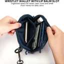 Keychain Wallet for Women Mini Zip Card Holder with ID Window Coin Purse Detachable Wristlet Small Wallets navy blue