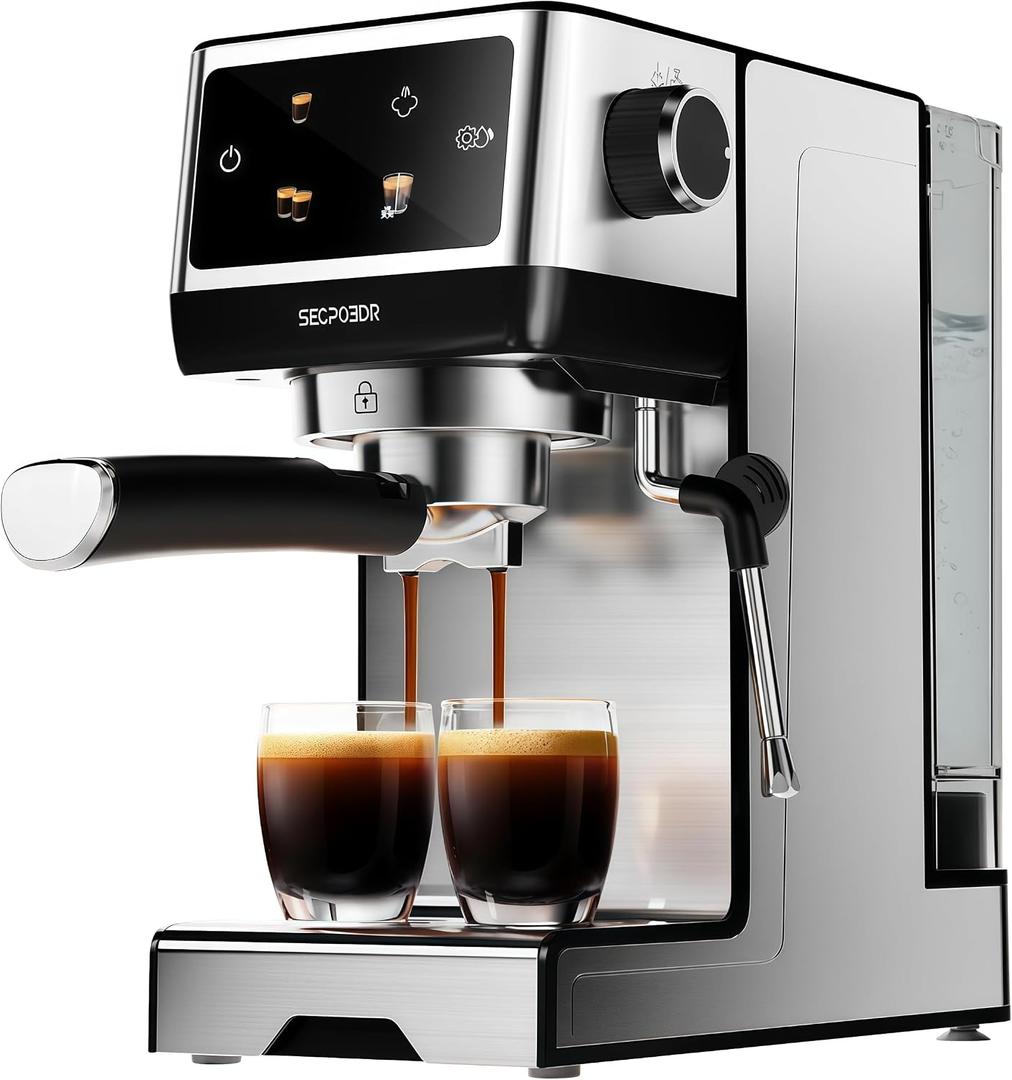 20 Bar Espresso Machine with Milk Frother, Cold Brew, Touch Screen
Create Barista-style Espresso, Latte, Cappuccino at Home, Fast Heat, PID Control and Easy Touch Operation, Sliver