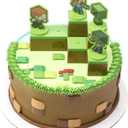 DecoSet Mobs Beware Minecraft Cake Topper, 6-Piece Stackable Cake Decoration, Interlocking 3D Blocks With Characters, Food Safe Birthday Cake Decoration