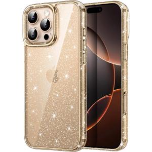 JETech Glitter Case for iPhone 16 Pro Max 6.9-Inch, Bling Sparkle Shockproof Phone Bumper Cover, Cute Sparkly for Women and Girls (Desert Titanium)
