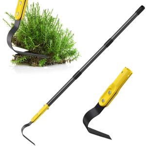 Garden Hoe Tool, 63 Inch L Shaped Hoe Garden Tools with Adjustable Long Handle for Weeding, Loosening Soil, Trenching, Heavy Duty Crack Crevice Weeding Hoe Hand Garden Tools for for Gardening Planting