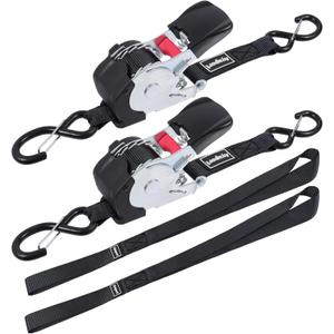 Ayaport Retractable Ratchet Straps Self Retractable Tie Down Straps 1200Lb Break Strength Heavy Duty 12ft for Motorcycle, Dirt Bike, Moving Cargo, Car, Truck Accessories (2, 1" x12')