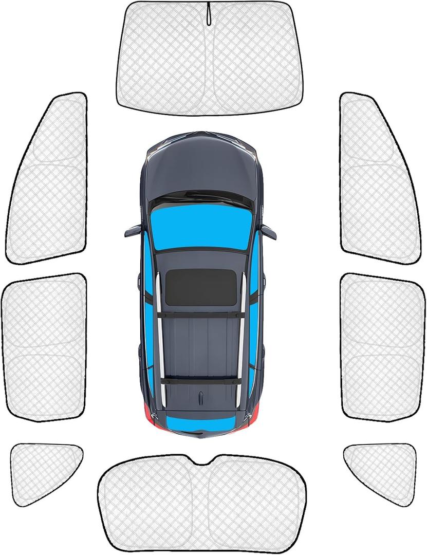 KMF 8pcs Thicken Sun Shades for Honda CR-V 2017-2022 Accessories, CRV Sunshade Full Car Window Covers for Windshield Side Rear, UV Block and Blackout Privacy for Camping Outdoor