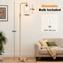 【Upgraded】Dimmable Gold Floor Lamp for Living Room with Clear Glass Lampshade, Glass Modern Floor Lamp with 900LM Edison Bulb Included, Standing Tall Lamp for Bedroom, Office, Reading Room, Corner