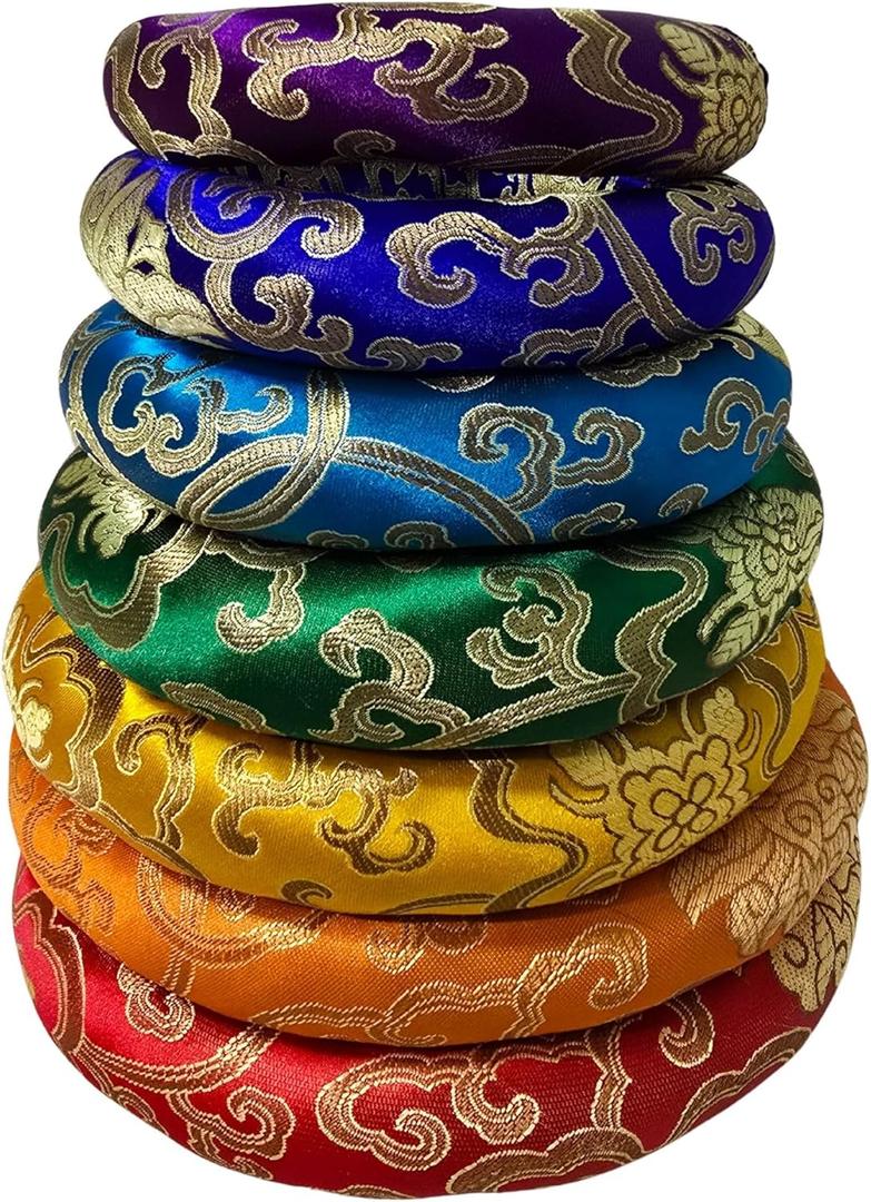 7 Pieces Handmade Singing Bowl Cushion Set, Singing Bowl Accessory Pillow Pad for 6-12 Inch Tibetan Crystal Sound Bowl