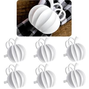 Patelai 6 Pieces Thanksgiving Pumpkin Napkin Rings Fall Napkin Holders Thanksgiving Dinner Tables Rings for Halloween Weddings Dinner Party Family Gatherings (White)