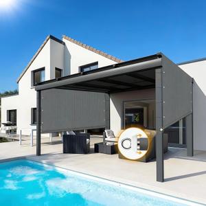 10'x16' Outdoor Pergola Shade Cover Replacement with Weighted Rods & Grommets, Patio Sun Shade Cloth Canopy UV Block for Gazebo Backyard Deck Porch Balcony, Dark Grey