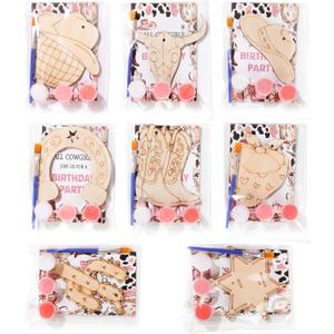 Saypacck 24 Pcs Cowgirl Party Favors Wooden Paint Craft Kits, 3.15 x 3.94 inches