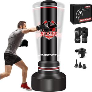 Heavy Punching Bag with Stand Adults Teens,70" Freestanding Boxing Bags Kicking Bag Heavy Bag with Boxing Gloves and Electric Air Pump, Kickboxing Training Equipment Bags Thai Fitness Karate