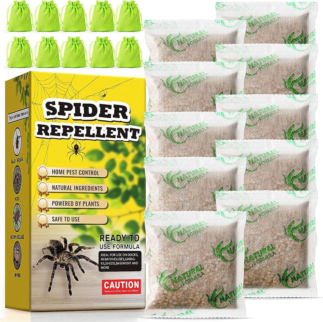 10 Pack Natural Spider Repellent for Indoor Outdoor Use, Effective Spider Deterrent with Peppermint and Lemongrass Oil, No Spiderweb Spider Free Solution for House Garage Attic, Safe to Use (Green)