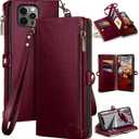 XcaseBar for iPhone 13 Pro 6.1" Wallet case with Zipper Credit Card HolderRFID Blocking, Flip Folio Book PU Leather Phone case Shockproof Cover Women Men for Apple 13 Pro case Red
