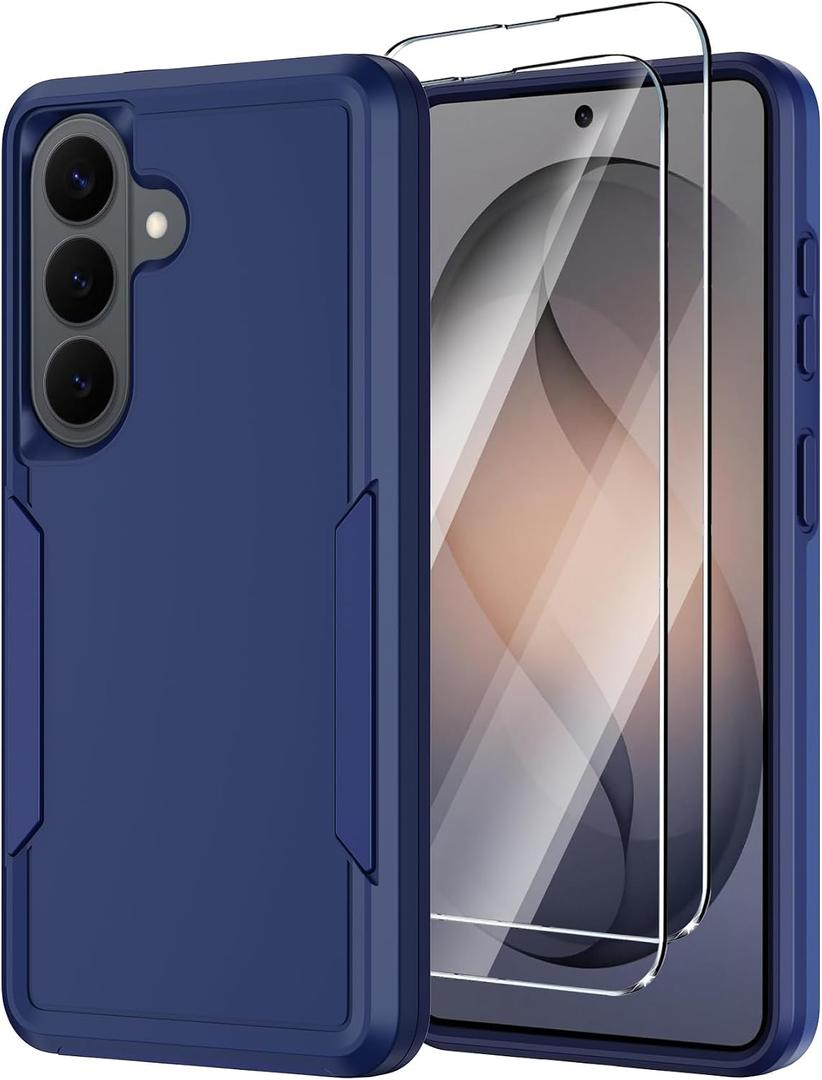 for Samsung Galaxy S26 Case with Screen Protector,Heavy Duty Military Grade Drop Protection Tough Cases,Dual-Layer Shock-Absorbing Dust Proof Rugged Durable Galaxy S 26 Cell Phone Cover 6.3" (Blue)