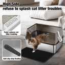 XXXL Stainless Steel Litter Box with High Sided Deep Side Entry Deep Extra Large Metal Litter Box Included Mat & Scoop Anti-Urine Leakage Cat Litter Boxes for Big Cats (Black)