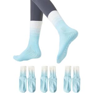 Ivyhouse Pilates Yoga Socks with Grips for Women - Colorful Non Slip Crew Athletic Socks - Cute Grippy Workout Hospital Socks