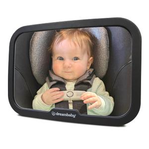 Dreambaby 360 Adjustable Baby Car Mirror - Extra Wide Convex View - Shatter-Resistant Acrylic Double Strap Headrest Mount - Rear Facing Infant Backseat Mirror for Car