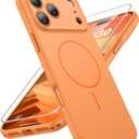 FNTCASE for iPhone 17 Pro Max Case: [Compatible with Magsafe] Solid Orange Matte 17 Promax Magnetic Phone Cover with [Full Camera Protection] [Screen Protector] Military Grade Shockproof Protective