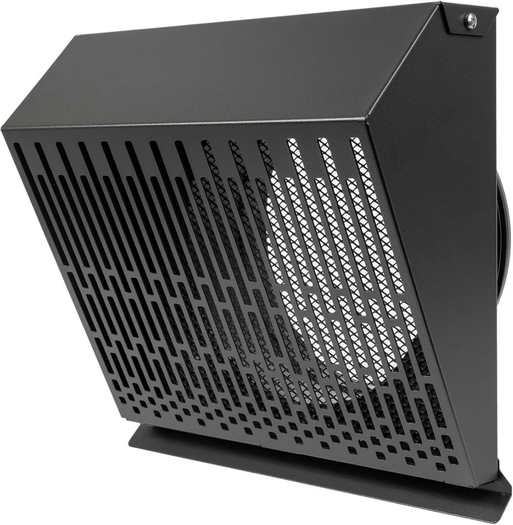 Vent Systems 6" Inch Exhaust Vent Cover with Rubber Gasket - Graphite Black Galvanized Steel - Robust Weatherproof Outdoor Air Exhaust Box - Duct or Surface Mounting - Rain and Snow Protection