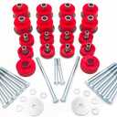 1999-2007 F250 F350 Body Cab Mounts, KF04058BK Body Mount Bushing Kit, Cab Bushing Kit, Steel Sleeves & Hardware (Red)