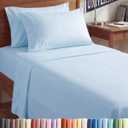 Twin XL 4 Piece Sheet Set - Comfy Breathable & Cooling - Hotel Luxury Bedding for Women, Men, Kids, Teens & Children - 1 Flat & 1 Fitted Sheet & 2 Pillowcases w/ Deep Pockets, Wrinkle Free - Baby Blue