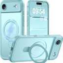 MOCCA Design for iPhone Air Case, Compatible with Magsafe [Premium Invisible Magnetic Ring Stand] [Military Drop Protection] Full Camera Guard Translucent Matte Slim Phone Cover 6.5",Blue