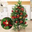 16 Pcs Glitter Christmas Ball Picks 7.87 Inch Red and Gold Poinsettia Ball Ornament Picks for Christmas Tree Decor Plastic Xmas Ornament Pick for DIY Crafts Xmas Vase Fillers Wreath Decor