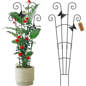 2 Pack 30 Inch Taller Plant Trellis for Potted Climbing Plants Indoor,Expandable Metal Garden Trellis for Climbing Plants,Flowers Vine Ivy, Sturdy Houseplant Support for Potted Plants with Ties