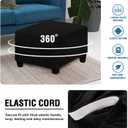 Velvet Ottoman Cover, Stretch Footstools Covers, Plush Foot Stool Slipcover, Removable Footrest Stool Sofa Slipcovers, Folding Storage Stool Furniture Protector for Living Room(Black,Square)